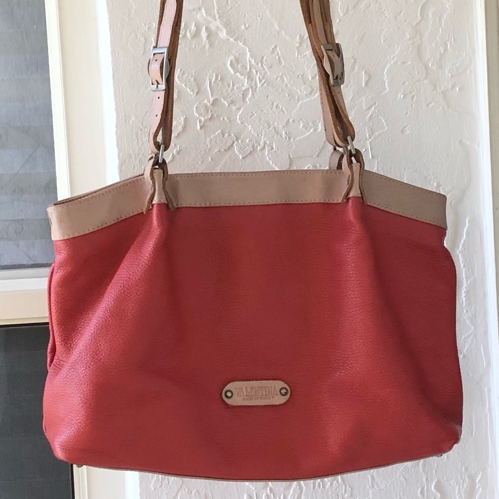 VALENTINA LARGE RED PEBBLE LEATHER TOTE BAG